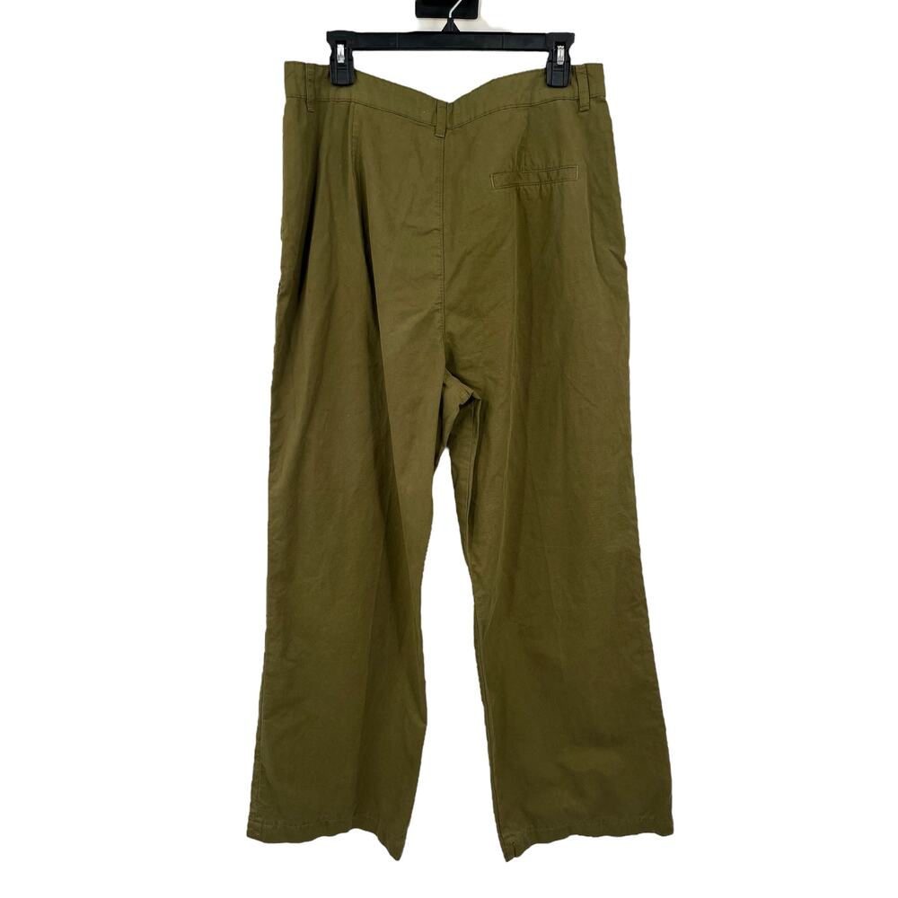 Frame pants pleated cotton twill wide leg green size 31 - Picture 5 of 7